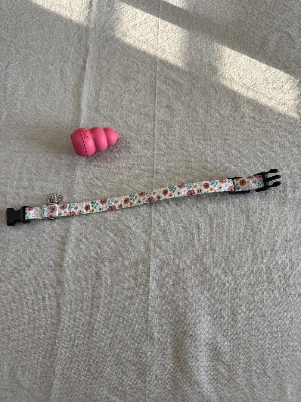 Floral Puppy Collar XS & Pink KONG Puppy Toy Bundle